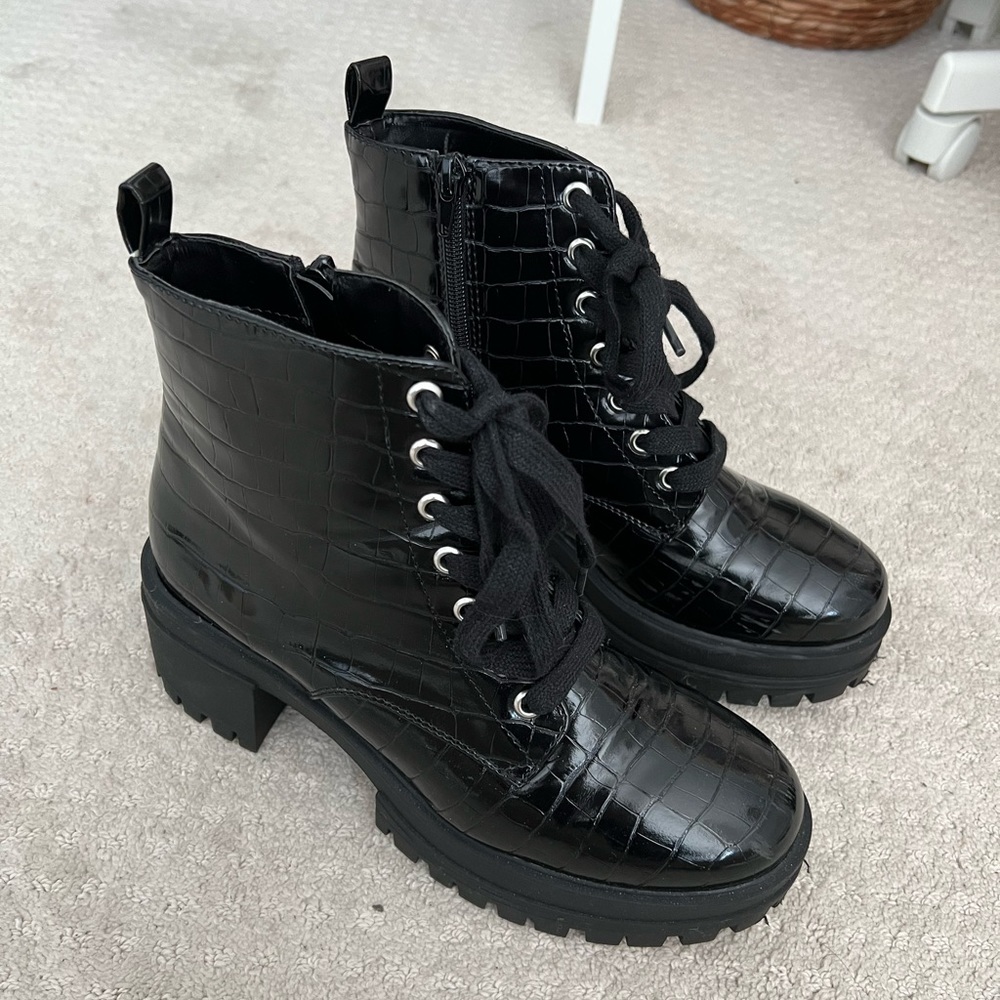 Black snake skin booties